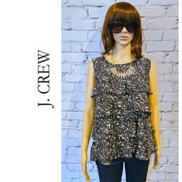 J. Crew, 100% silk black and white sleeveless blouse - Picture 1 of 11